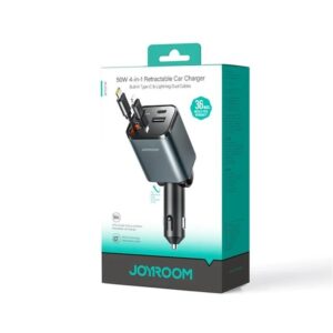 Joyroom Ccl05 4 in 1 Car Charger with 50W Retractable Dual Cables